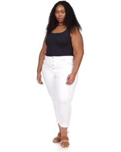 MICHAEL Michael Kors Plus Size High-Rise Crop Skinny Selma Jeans In White