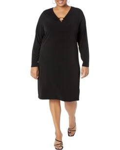 MICHAEL Michael Kors Plus Size Center Front Ring Cutout Long Sleeve Dress