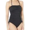 MICHAEL Michael Kors Iconic Solid Shirred Bandeau One-Piece