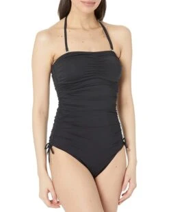 MICHAEL Michael Kors Iconic Solid Shirred Bandeau One-Piece