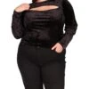 MICHAEL Michael Kors Plus Size Velvet Cutout Long Sleeve Top