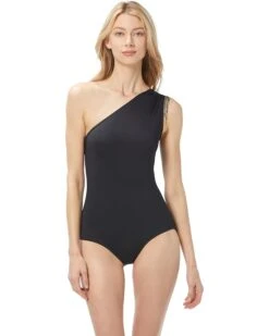 MICHAEL Michael Kors Signature Solids Logo Chain One Shoulder One-Piece