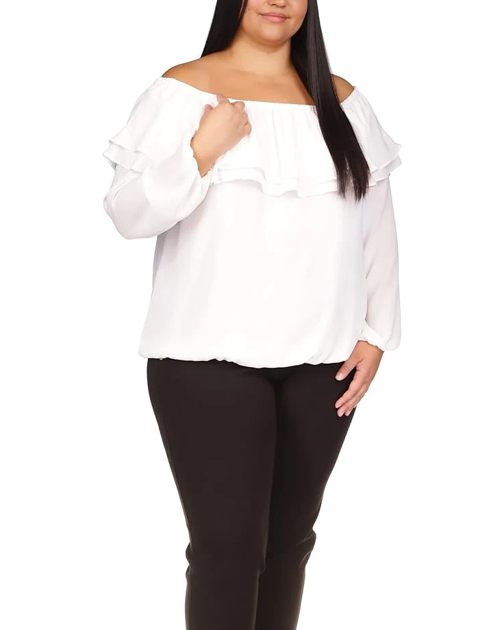 MICHAEL Michael Kors Plus Size Short Sleeve Ruffle Peasant Top MICHAEL Michael Kors Plus Size Short Sleeve Ruffle Peasant Top -MICHAEL Michael Kors