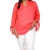 MICHAEL Michael Kors Plus Size Solid Satin Tie Top