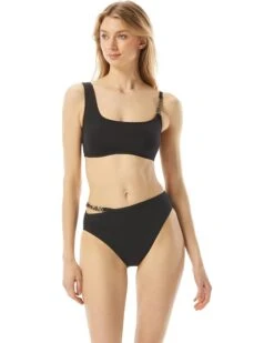 MICHAEL Michael Kors Signature Solids Logo Chain Bikini Top