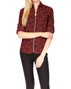 MICHAEL Michael Kors Petite Lace Dog Tag Top