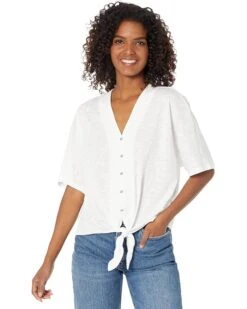 MICHAEL Michael Kors Button Front Tie Hem Top