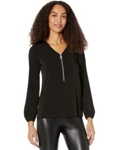MICHAEL Michael Kors Solid Long Sleeve Dog Tag Top
