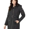 MICHAEL Michael Kors Zip Front Belted Diamond Quilt Jacket M424454QZ