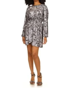 MICHAEL Michael Kors Foil Paisley Long Sleeve Flounce Dress