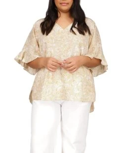 MICHAEL Michael Kors Plus Size Paisley Ruffle Sleeve Top
