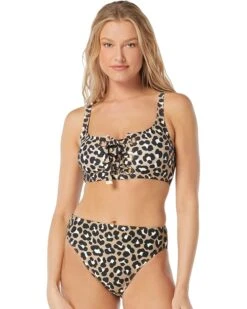 MICHAEL Michael Kors Graphic Cheetah Lace-Up Bralette Top