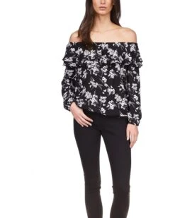 MICHAEL Michael Kors Botanical Short Sleeve Ruffle Top