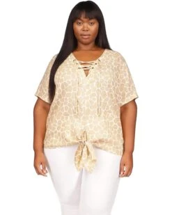MICHAEL Michael Kors Plus Size Giraffe Grommet Neck Top