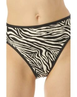 MICHAEL Michael Kors Zebra High Leg Bikini Bottoms
