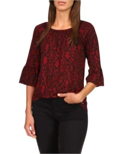 MICHAEL Michael Kors Python Flare Sleeve Top