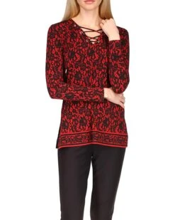 MICHAEL Michael Kors Lace Border Lace-Up Top