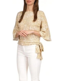 MICHAEL Michael Kors Batik Paisley Flounce Sleeve Top
