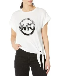 MICHAEL Michael Kors Half N Half Charm Tie Top