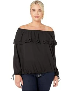 MICHAEL Michael Kors Plus Size Ruffle Peasant Top