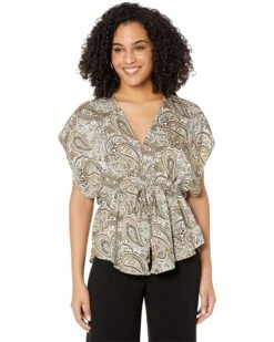 MICHAEL Michael Kors Paisley Flounce Hem Top