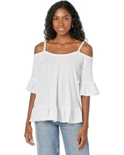 MICHAEL Michael Kors Petite Cold-Shoulder Ruffle Top