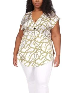 MICHAEL Michael Kors Plus Size Logo Chain Short Sleeve Ring Top