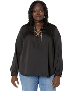 MICHAEL Michael Kors Plus Size Lace-Up Chain Top