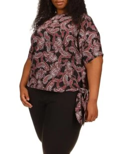 MICHAEL Michael Kors Plus Size Pop French Paisley Tie Top