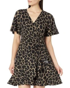 MICHAEL Michael Kors Giraffe Flutter Mini Wrap Dress