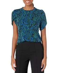 MICHAEL Michael Kors Petite Multi Zebra Petal Sleeve Top