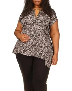 MICHAEL Michael Kors Plus Size Wildcat Asymmetrical Hank Hem Top
