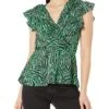 MICHAEL Michael Kors Zebra V-Neck Flounce Blouse