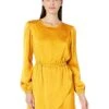 MICHAEL Michael Kors Satin Long Sleeve Flounce Dress