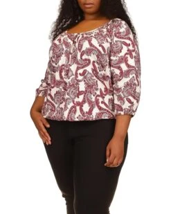 MICHAEL Michael Kors Plus Size Paisley Peasant Top