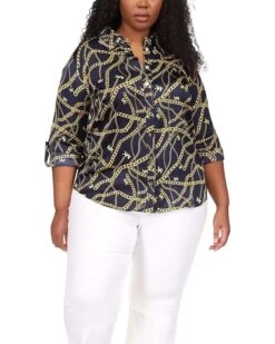 MICHAEL Michael Kors Plus Size Chain Button-Down Shirt