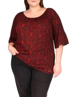 MICHAEL Michael Kors Plus Size Python Flare Sleeve Top
