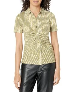 MICHAEL Michael Kors Print Button Front Ruched Top