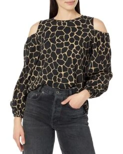 MICHAEL Michael Kors Giraffe Cold-Shoulder Blouse