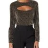 MICHAEL Michael Kors Petite Sparkle Cutout Long Sleeve Top