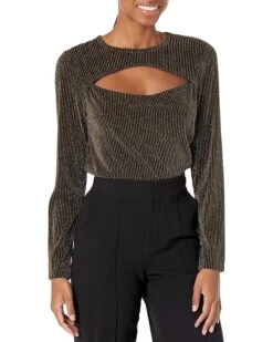 MICHAEL Michael Kors Petite Sparkle Cutout Long Sleeve Top